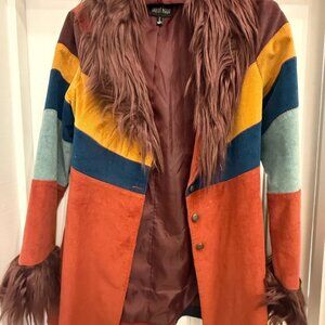 Current Mood Multicolor Faux Fur Trim Jacket